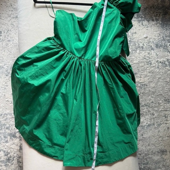 NWT Pinko Green One Shoulder Bow Mini Dress Designer Cocktail Party - Picture 3 of 8